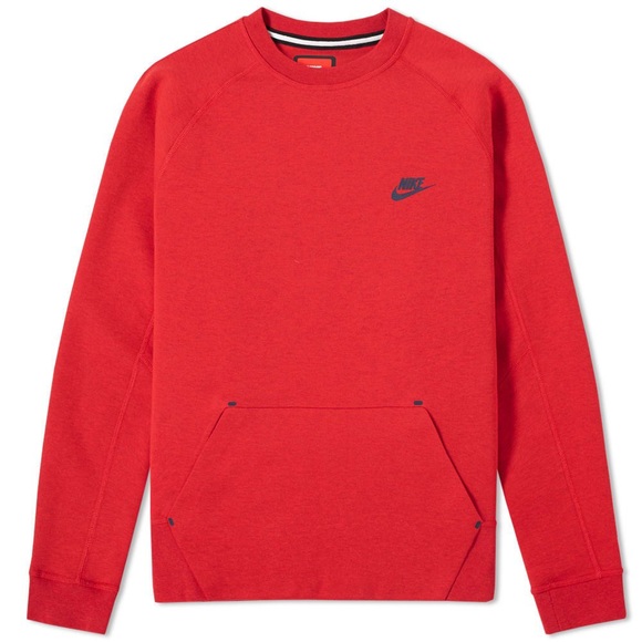 Boys Nike Tech Crew Fleece Red Heather Medium - Picture 3 of 4
